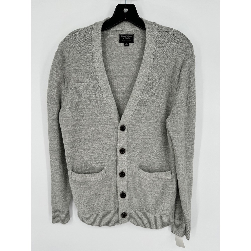 Abercrombie & Fitch Mens Gray Cotton Button Front Cardigan Sweater Size M